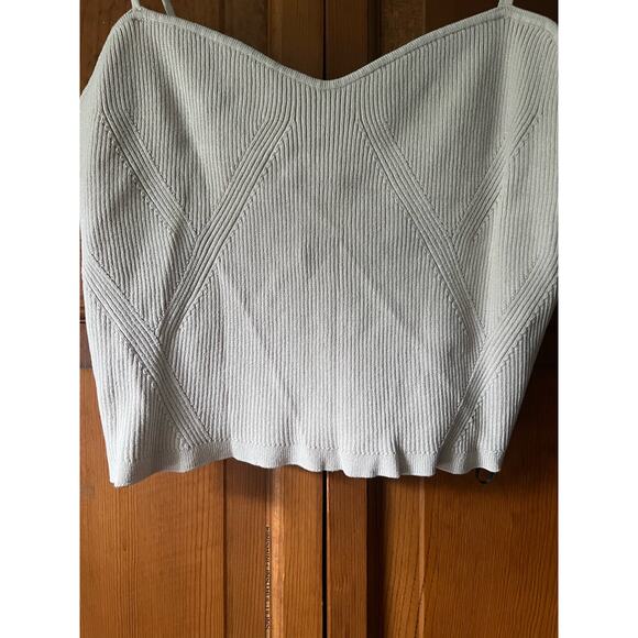 NWT H&M Women's Ribbed Knit Strappy Tank Top Sleeveless Cream Tan Size XL - Picture 3 of 10